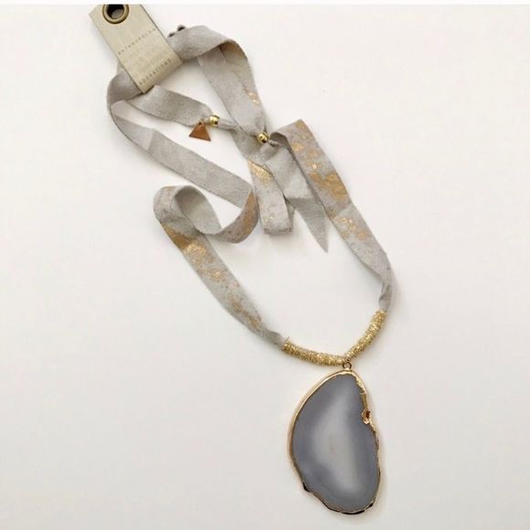 Anthropologie Agate Necklaces | Mercari Anthropologie Grey Agate Pendant Necklace NWT